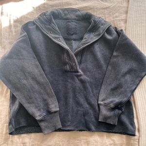 Aerie Getaway quarter snap pullover blue sweatshirt - women’s XXS
